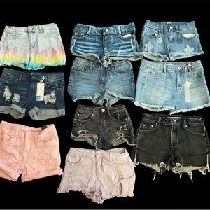 Huge lot of designer girls jean shorts mostly size 14
